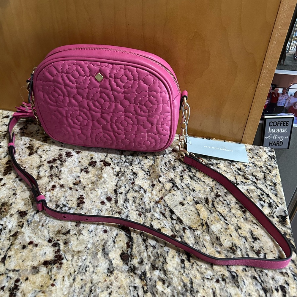 ANTONIO MELANI Fuchsia Quilted Crossbody Bag